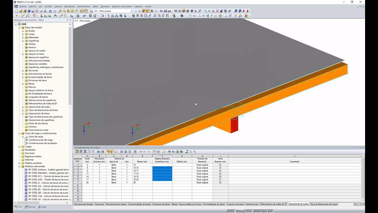 Piso mixto de madera y hormigón en RFEM