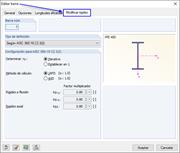 Modificación de la rigidez de las barras