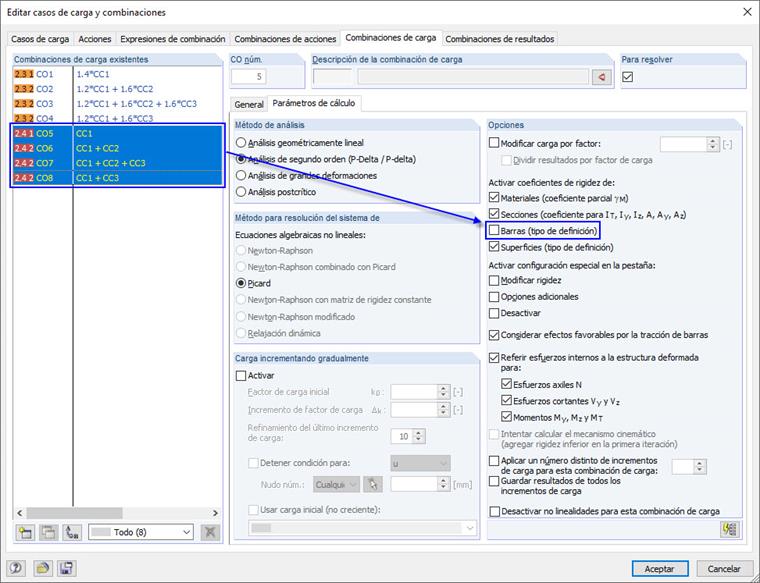 Desactivar la modificación de rigidez