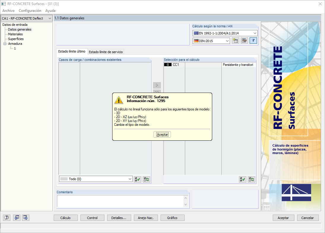 Mensaje para cálculo no lineal en 2D XY (uZ/φX/φY)