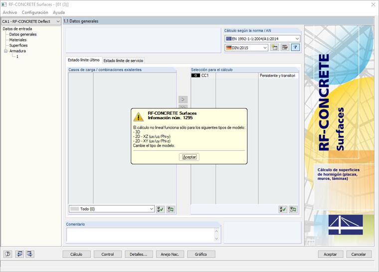 Mensaje para cálculo no lineal en 2D XY (uZ/φX/φY)