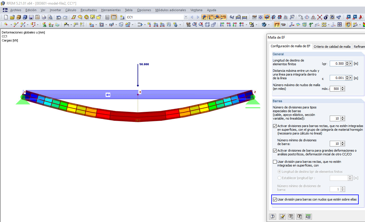 Deformación si se activa la opción
