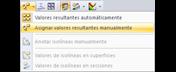 Configuración manual de los valores de los resultados