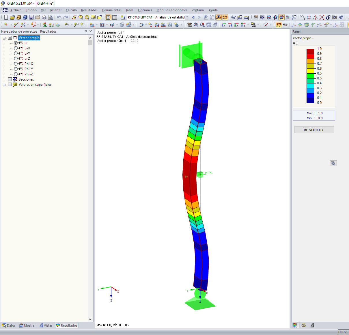 Forma del modo determinada con RF-STABILITY