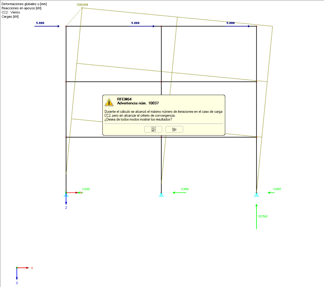Pandeo lateral de la estructura bajo carga horizontal