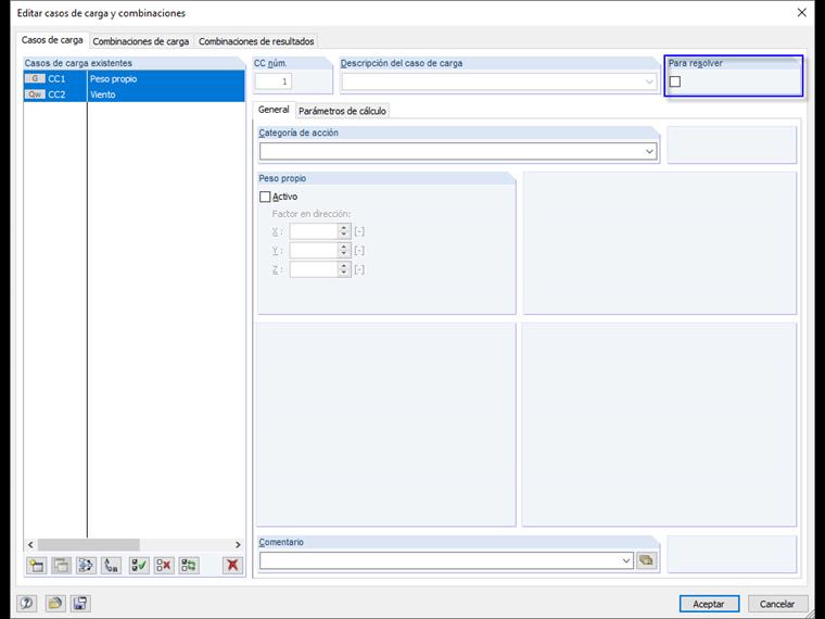 Configuración de los casos de carga como "No resolver"