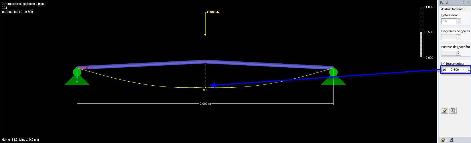 Incremento de carga 10 como último incremento de carga antes del análisis postcrítico
