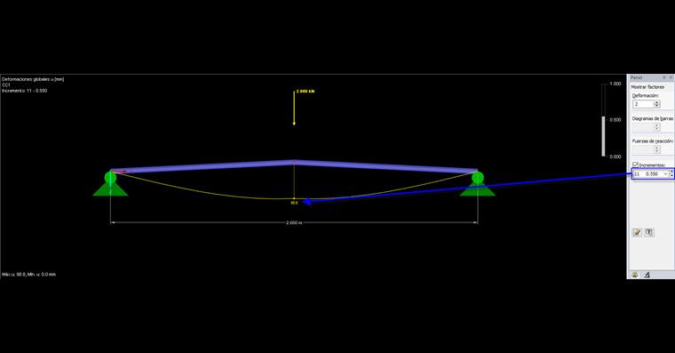 Incremento de carga 11 como primer incremento de carga después de una falla postcrítica (deformación significativamente mayor)