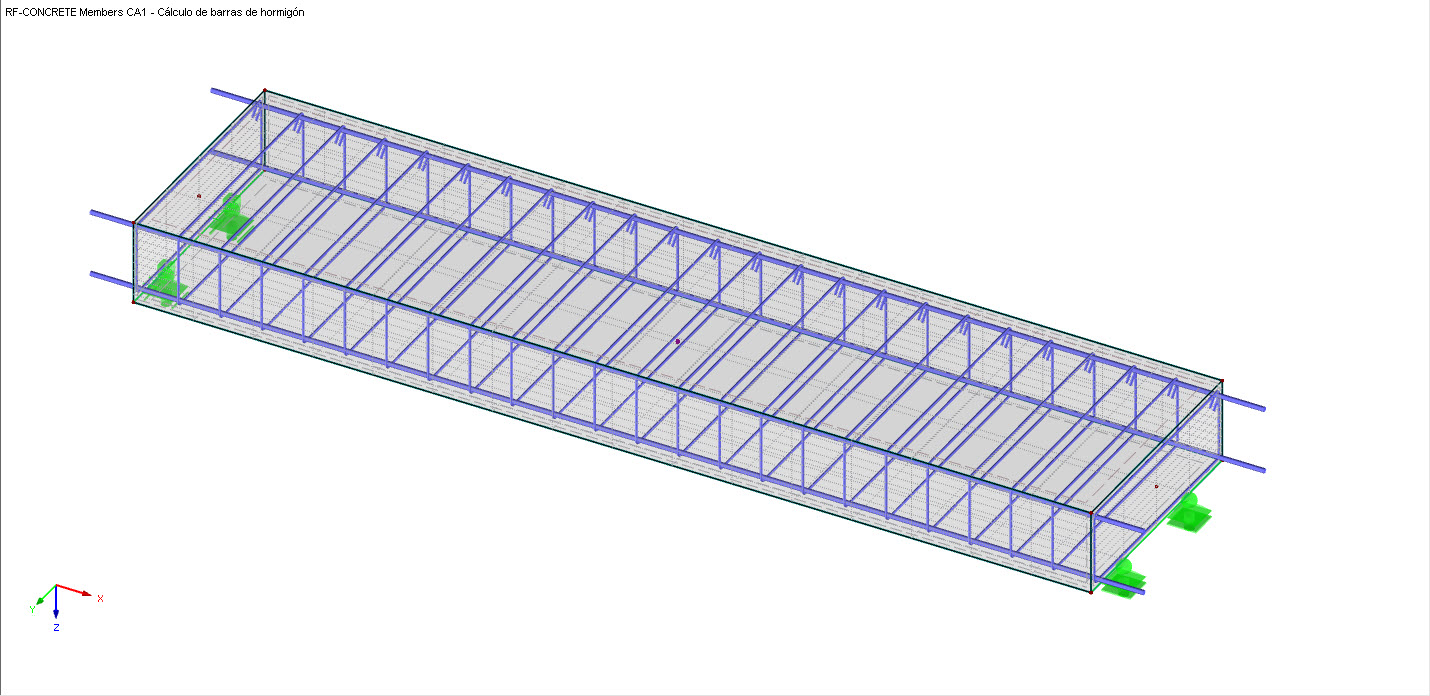 Armadura de RF-CONCRETE Members para viga de resultados en sólido