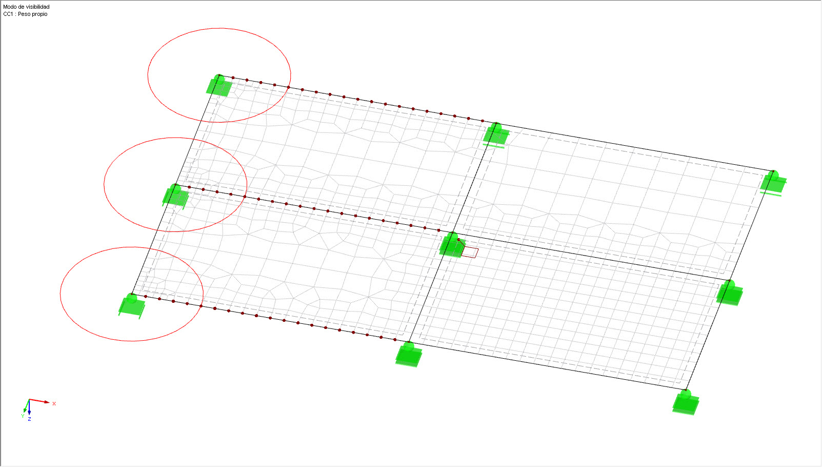 Modelo de superficie sin refinamiento de malla de EF