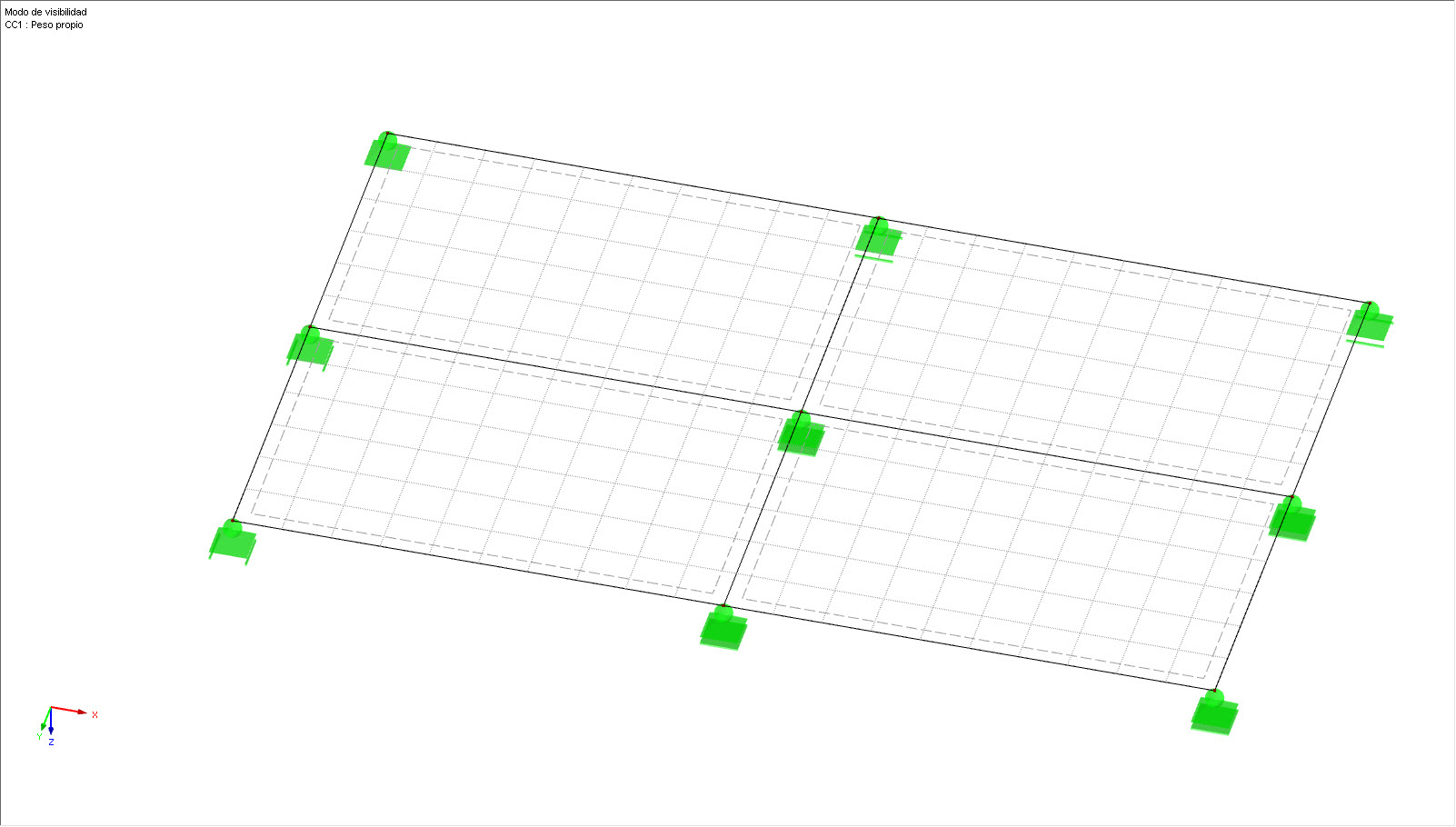 Modelo de superficie con refinamientos de malla de EF en nudos, líneas y superficies