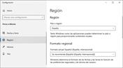 Ajuste de la región