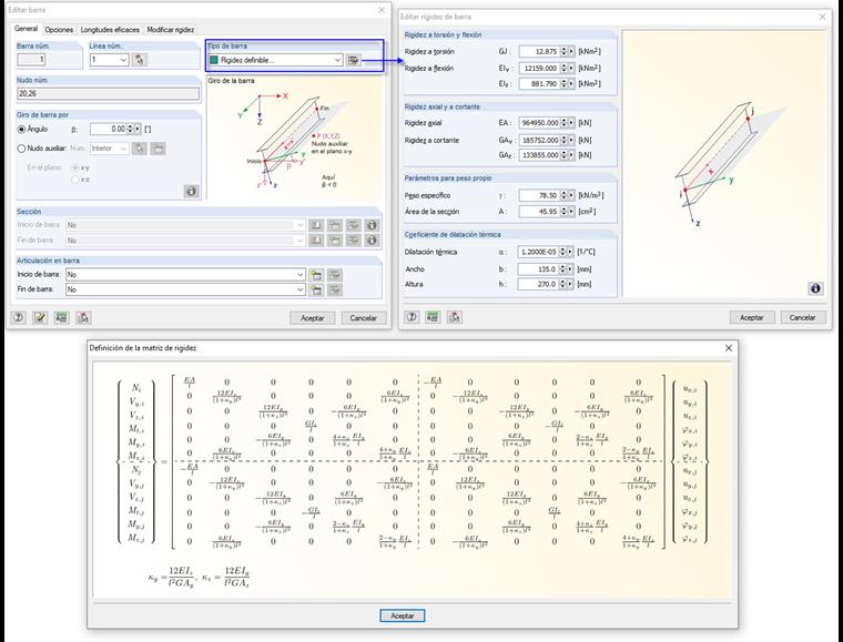Definición del tipo de barra "Rigidez"