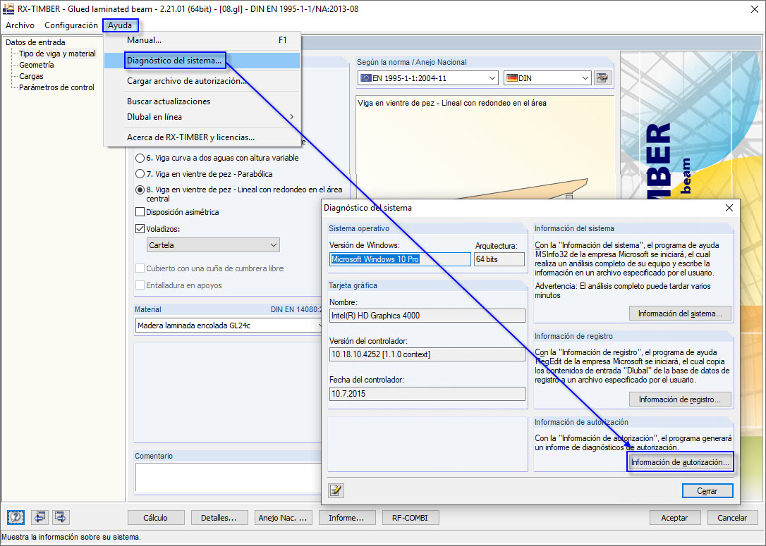 Creación de un archivo de diagnóstico en RX-TIMBER