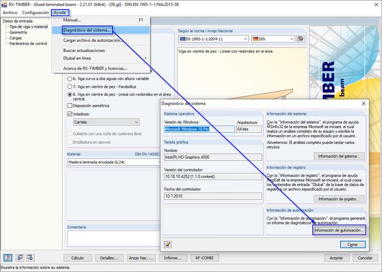 Creación de un archivo de diagnóstico en RX-TIMBER