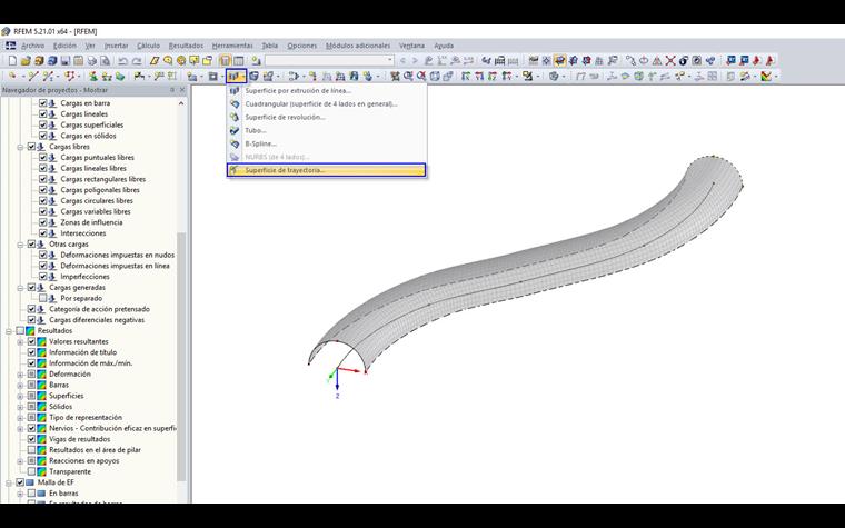 Creación de una superficie de trayectoria