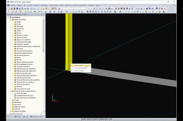 Conversión de elementos importados en barras, superficies o sólidos