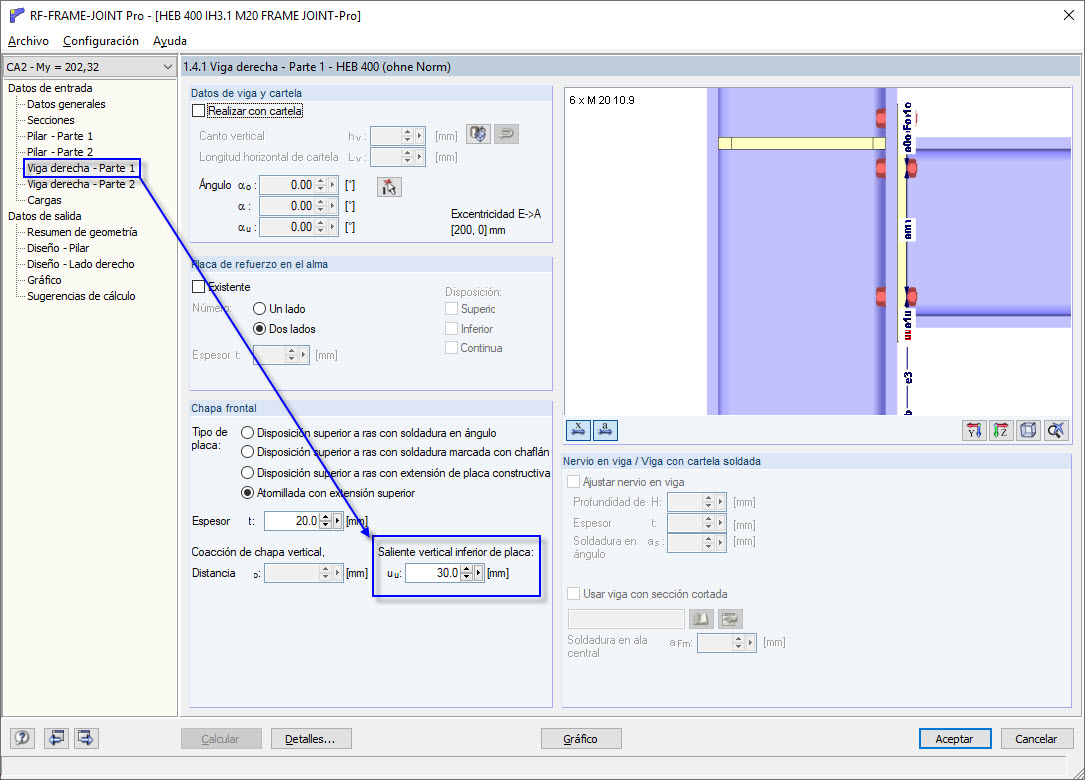 Extensión de placa vertical, inferior