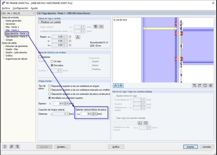Extensión de placa vertical, inferior