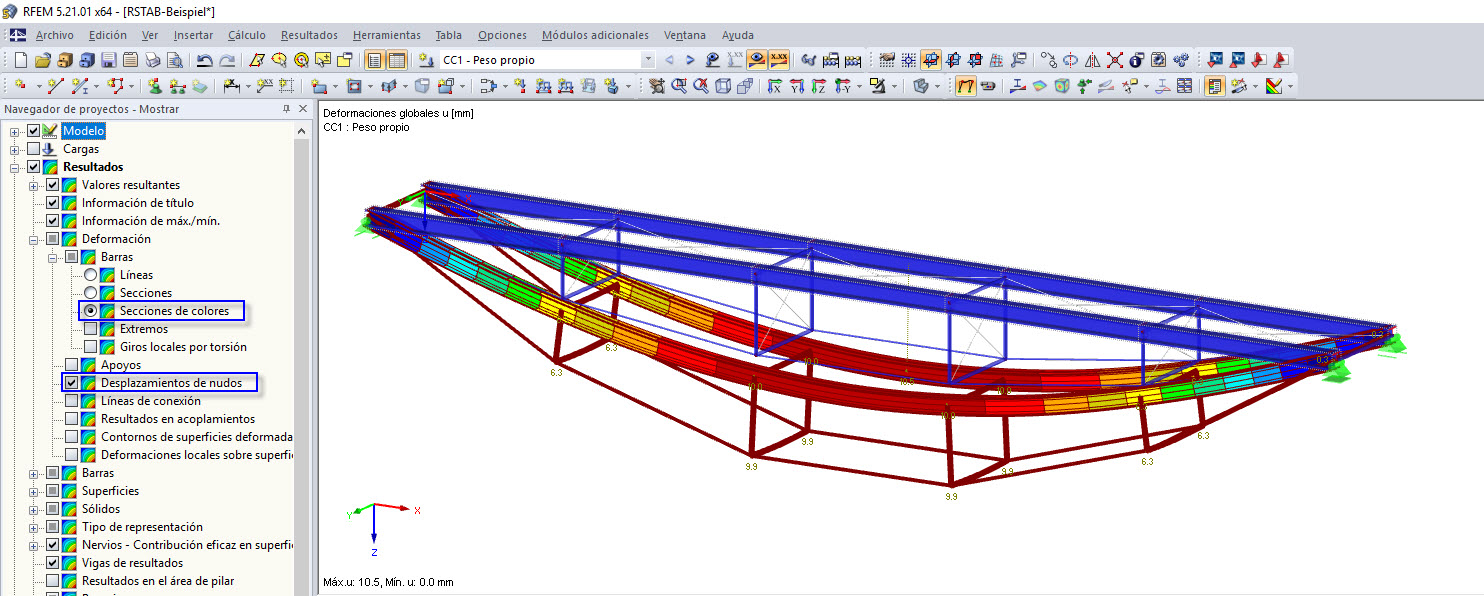 Desplazamientos de nudos