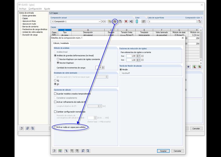 Desactivar la malla de EF en capas