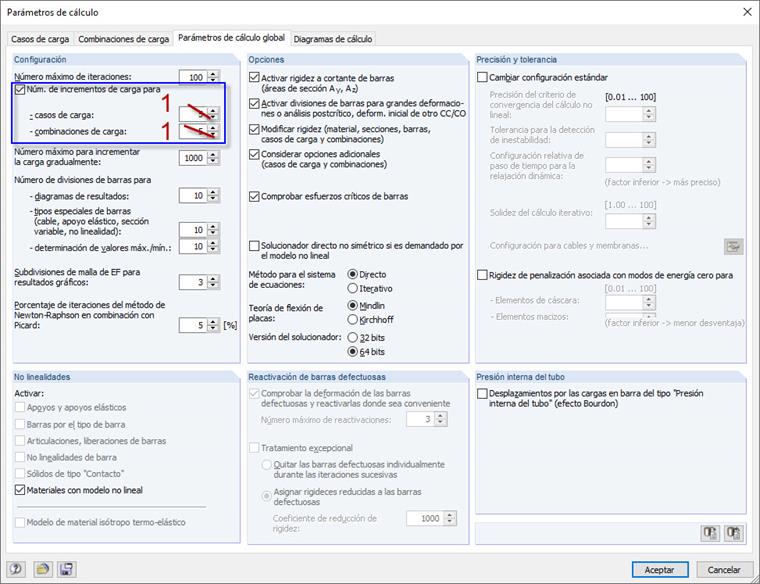 Parámetros de cálculo