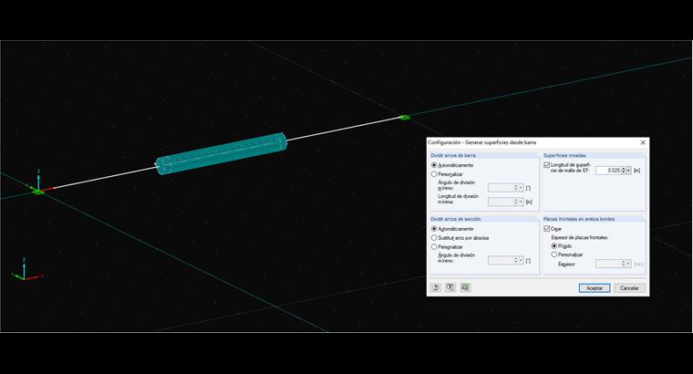 Configuración para "Generar superficies desde barra"