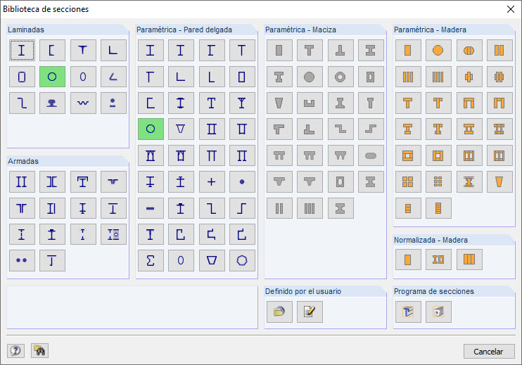 Secciones permitidas (marcadas en verde)
