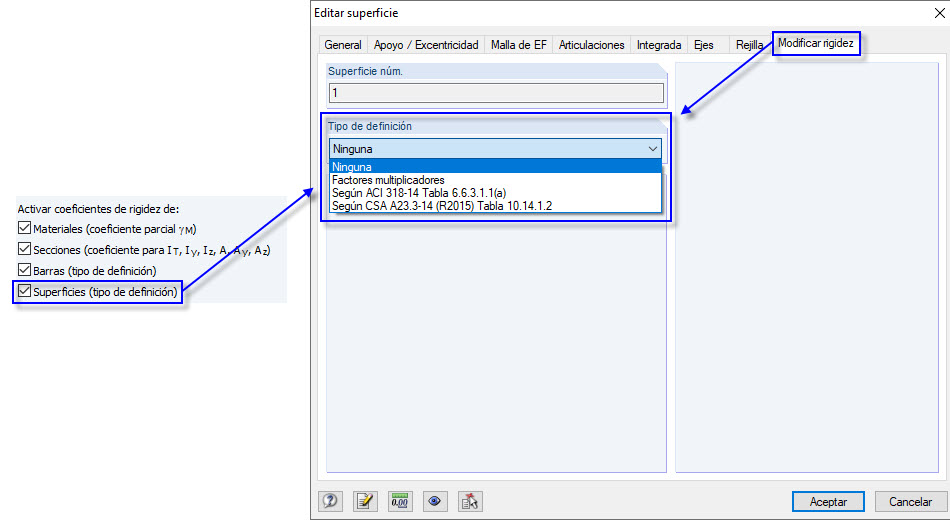 Reducción de rigidez de superficies