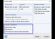 Exportación de tablas a Microsoft Excel - Configuración