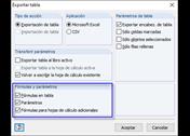 Exportación de tablas a Microsoft Excel - Configuración