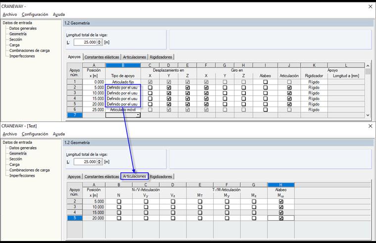 Articulaciones definidas por el usuario