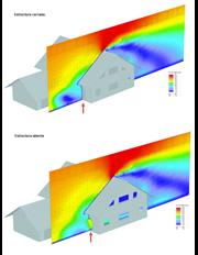 Distribución de velocidad para una estructura cerrada y abierta