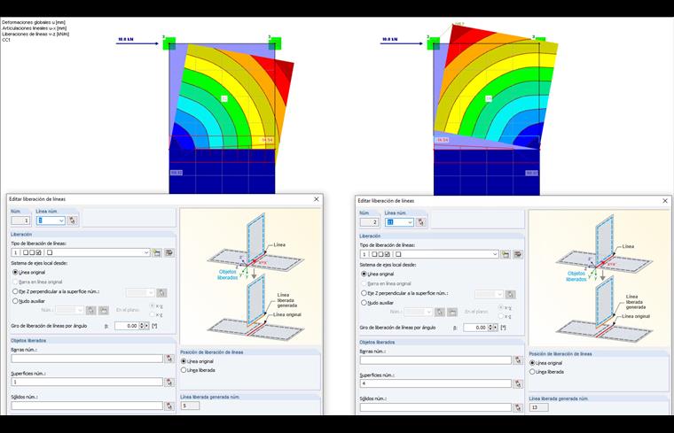 Gráfico de liberación de línea y deformación