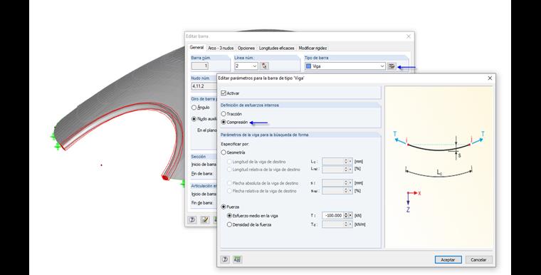 Configuración de la búsqueda de forma para una viga