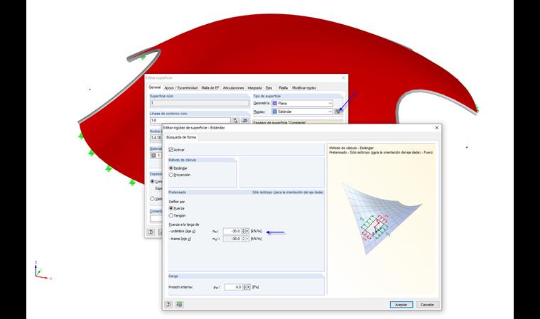 Configuración de la búsqueda de forma para un elemento de superficie
