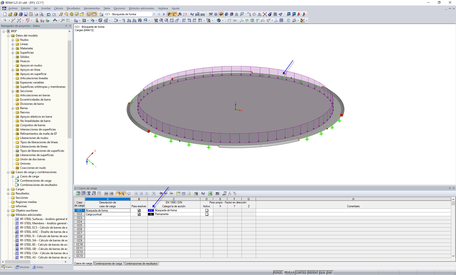 Definición de carga externa de la búsqueda de forma