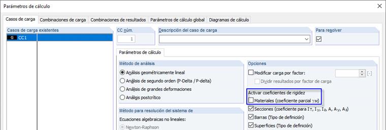 coeficiente parcial de seguridad del material