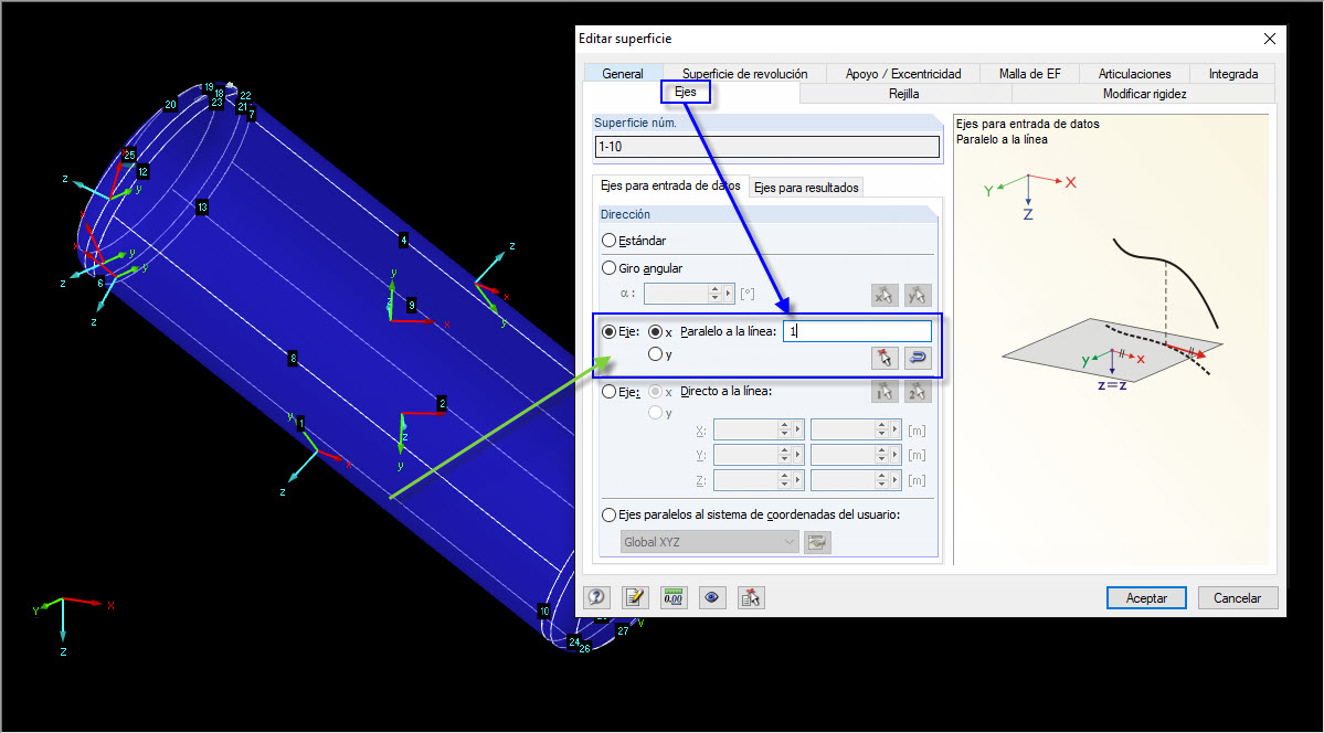 Alineación de los sistemas de coordenadas locales del contenedor
