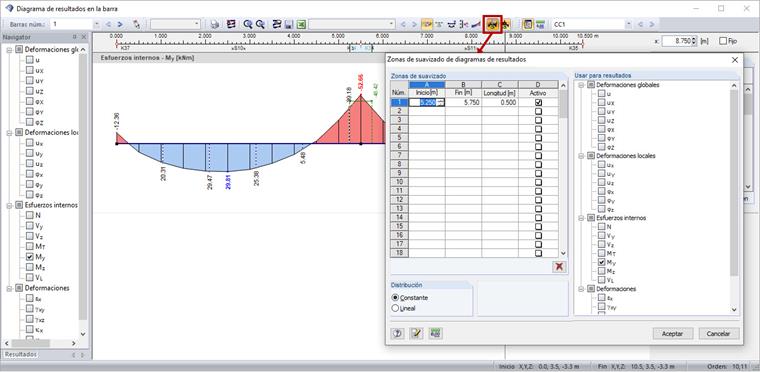 Definición de zona de suavizado