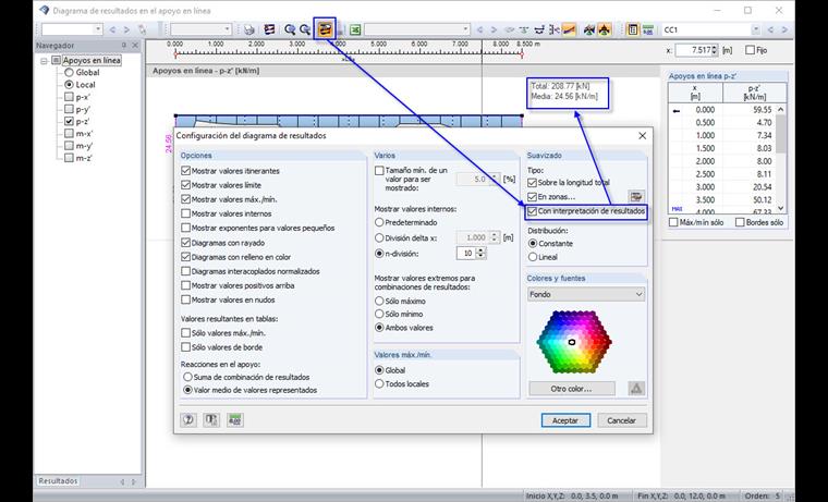 Configuración de los diagramas de resultados "Con interpolación de resultados"