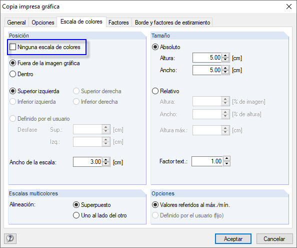 Visualización de la escala de colores