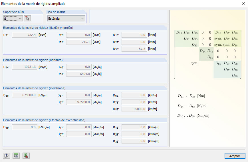 Matriz de rigidez en LAMINATE