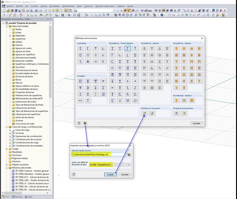 Importar tabla de secciones