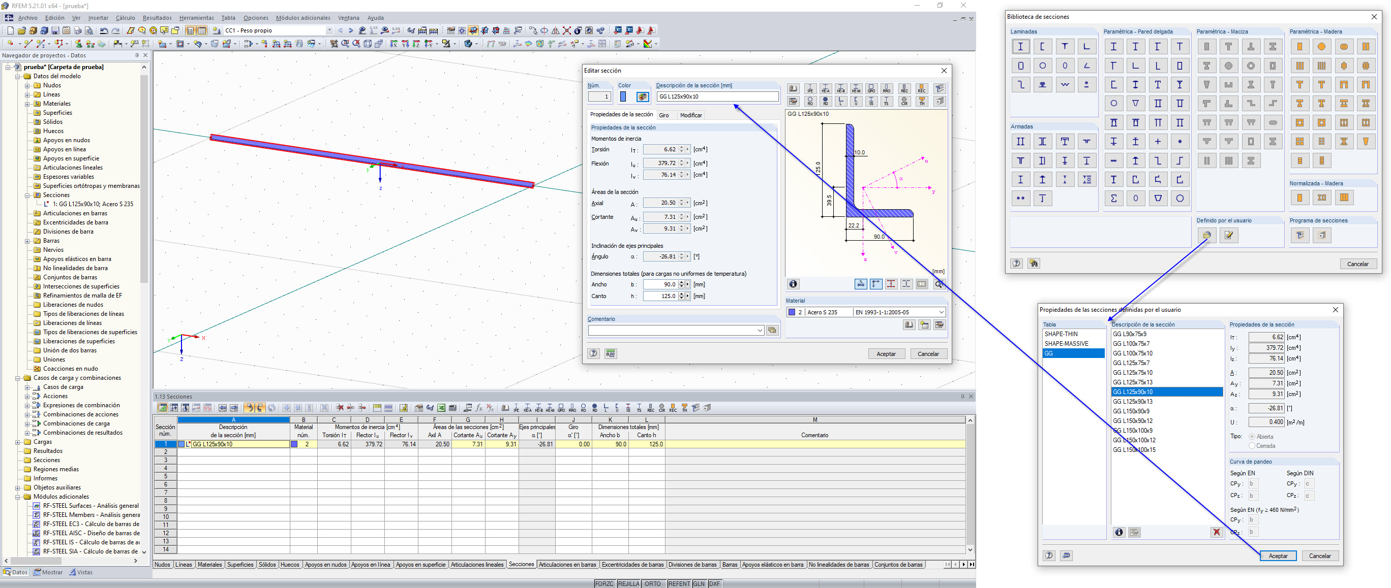 Uso de una nueva tabla de secciones definida por el usuario