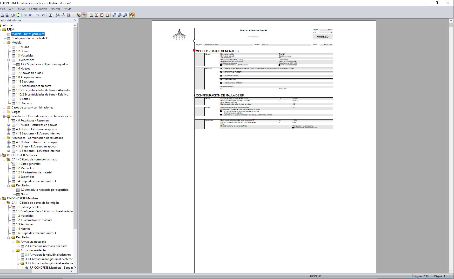 Informe en formato de tamaño carta