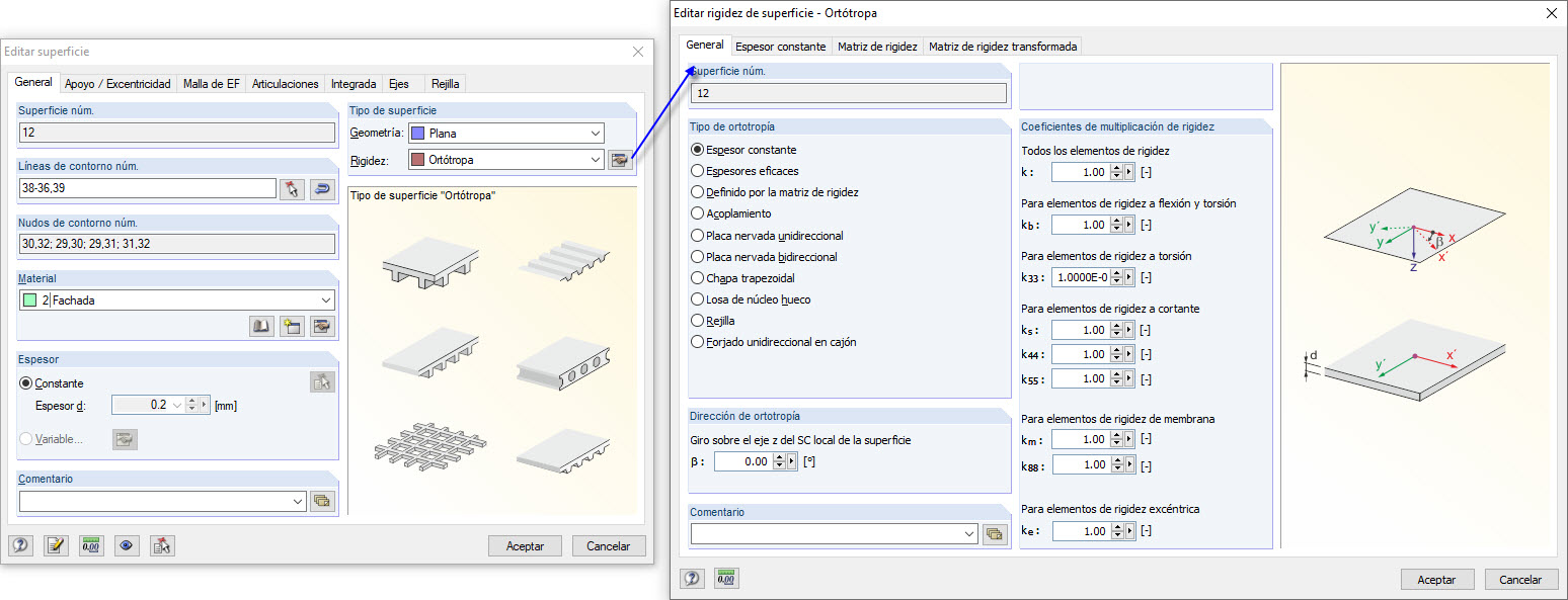 Propiedades de las superficies de fachada