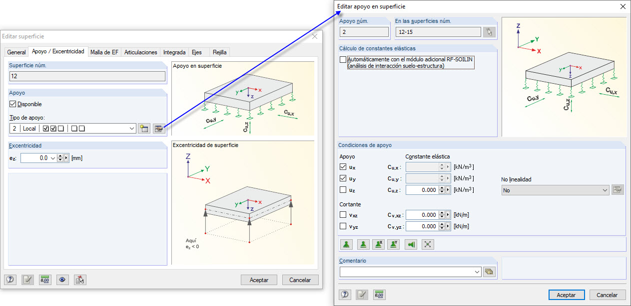 Apoyo de las superficies de fachada