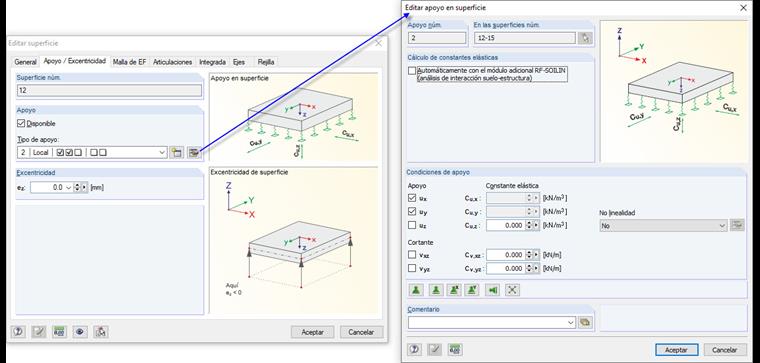 Apoyo de las superficies de fachada