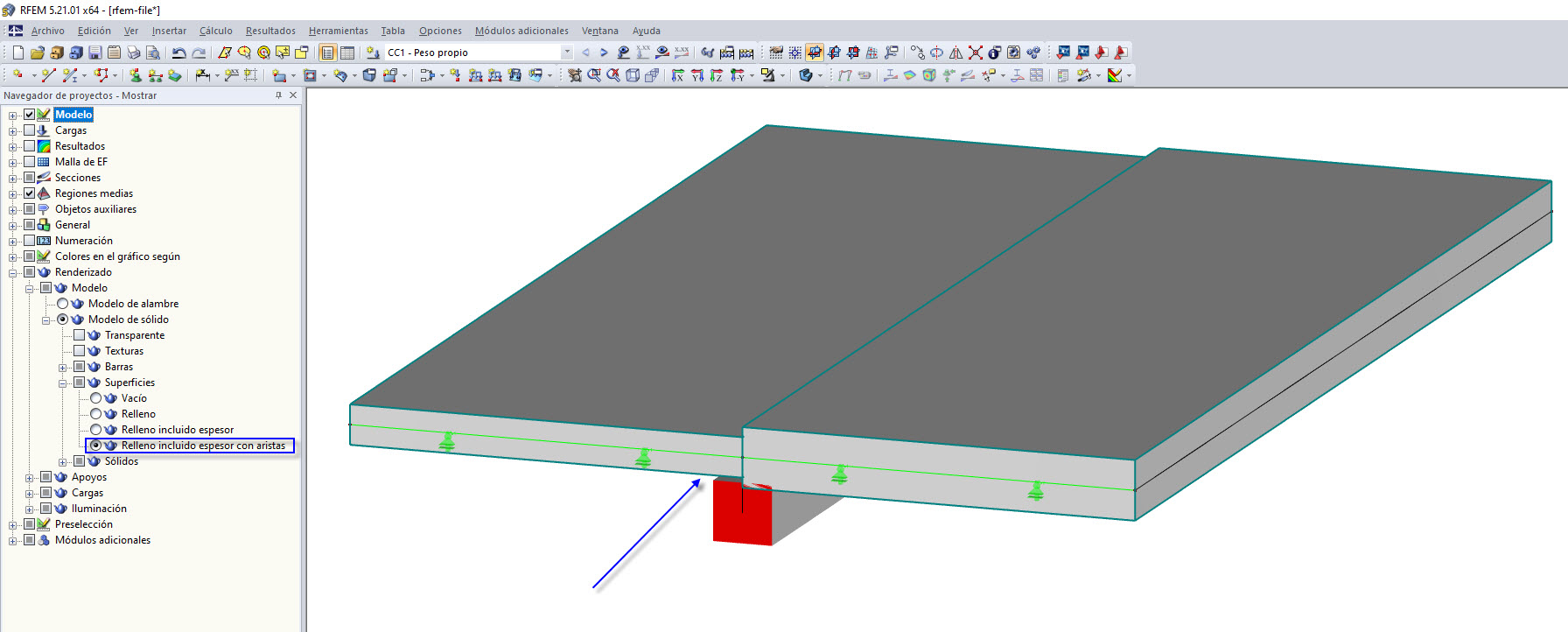 Modelo de RFM del nervio con diferentes espesores de la placa